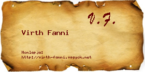 Virth Fanni névjegykártya